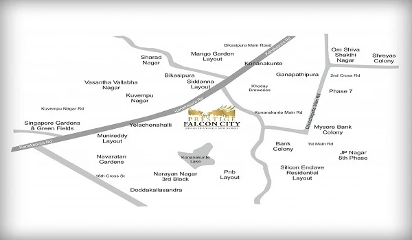 Prestige Falcon City Luxe Location Map